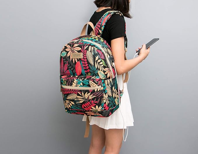 Kinmac Laptop Travel Outdoor Backpack with Massage Cushion Straps For 13 inch 14 inch and 15 inch Laptop (Black Mape)