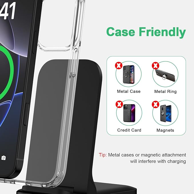 Foldable Samsung Wireless Charger Stand Fast Charging Android Phone Wireless Charger Pad 15W for Samsung Galaxy S25 Plus S25FE S25 Ultra S24 S23 S22, iPhone 16e/16 Plus/16 Pro Max, with 18W Adapter
