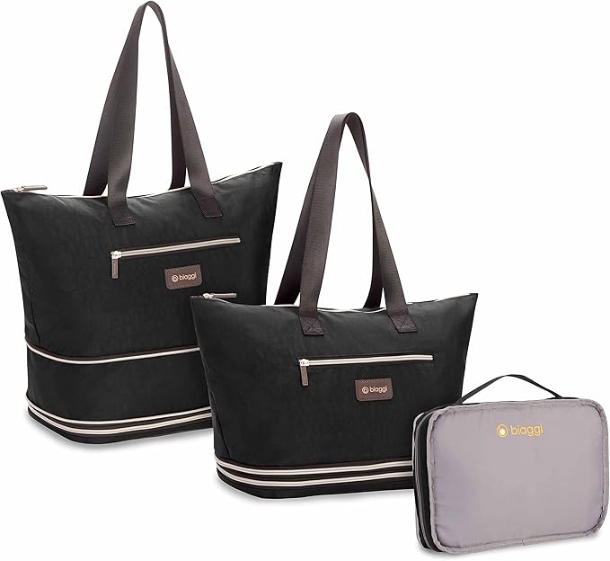 biaggi ZipSak Boost! Foldable Travel Tote – Lightweight Carry-On Personal Item Travel Bag for Women, Airplane, Gym, Overnight