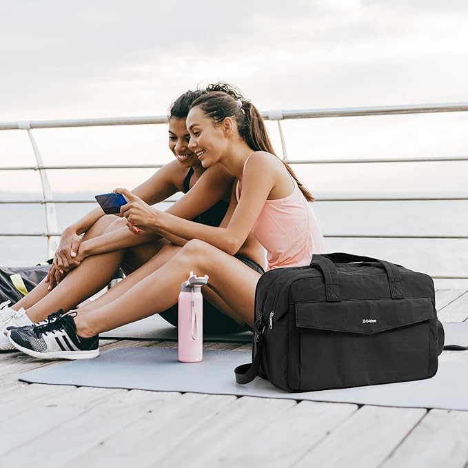 G4Free Expandable Duffle Bag for Travel Weekender Overnight Carry On Tote Duffel Bags for Men Women (Black)