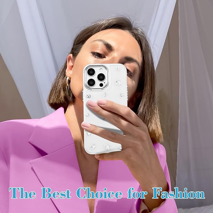 EYZUTAK Case for iPhone 13 Pro, Bling Glitter 3D Diamond Phone Case Cute Sparkly Crystal Clear Aesthetic Design Case Slim Soft Durable TPU Transparent Protective Cover for Women Girls - Crystal