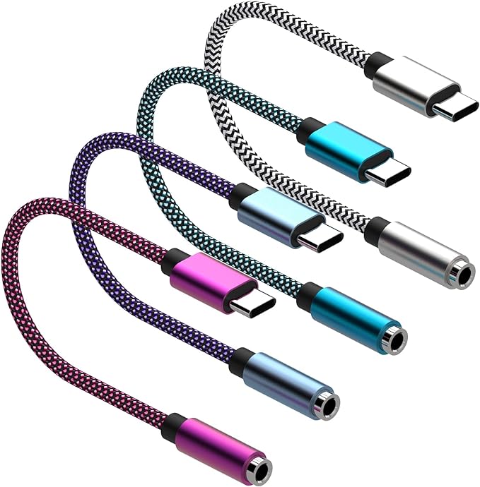USB Type C to 3.5mm 4pack Female Headphone Jack Adapter: Type C to Aux Audio Cable Cord Compatible with Samsung Galaxy S22+ S21 Ultra S20 S10 S9 Note 20 10, Google Pixel 6 Pro/5/4/3/2