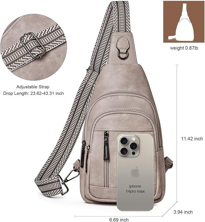 Womens Sling Bag Crossbody Bags for Women Vegan Leather Sling Backpack Daypack Fanny Pack Crossbody Purse Travel