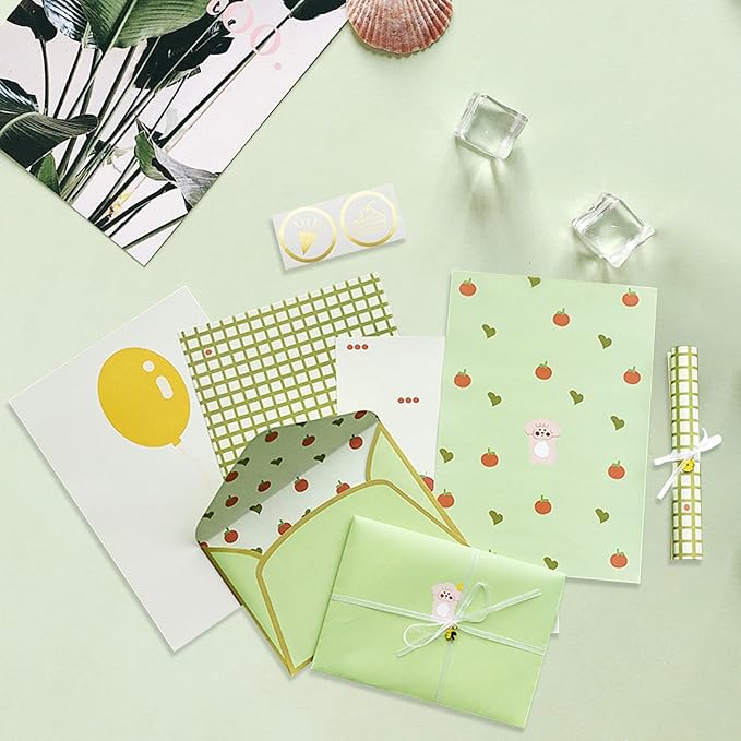 72 Pcs Stationery Paper Envelopes Set Includes 24 Lined Writing Paper & 12 Envelopes, Cute Lovely Animal Letter Writing Stationery Paper Envelopes Kit for Girls Boys Office School Supplies (6Style)