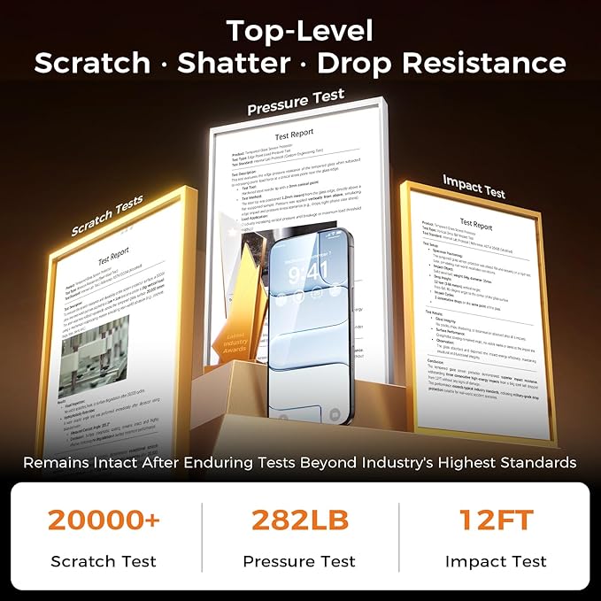 NeverBreak 9H+ Hardness for iPhone Air Screen Protector (17 Series) 12FT Military Grade Protection (Scratch, Shatter, Drop Resistance) Tempered Glass Full Edge Coverage Case Friendly 6.5" 2025, 2 Pack