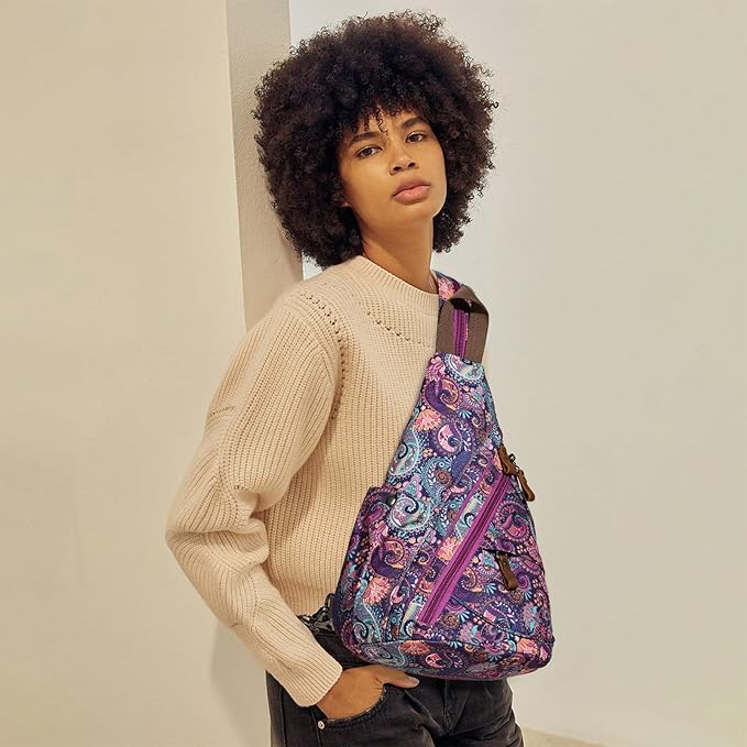 KL928 Canvas Sling Bag - Small Crossbody Backpack Shoulder Casual Daypack Rucksack for Men Women