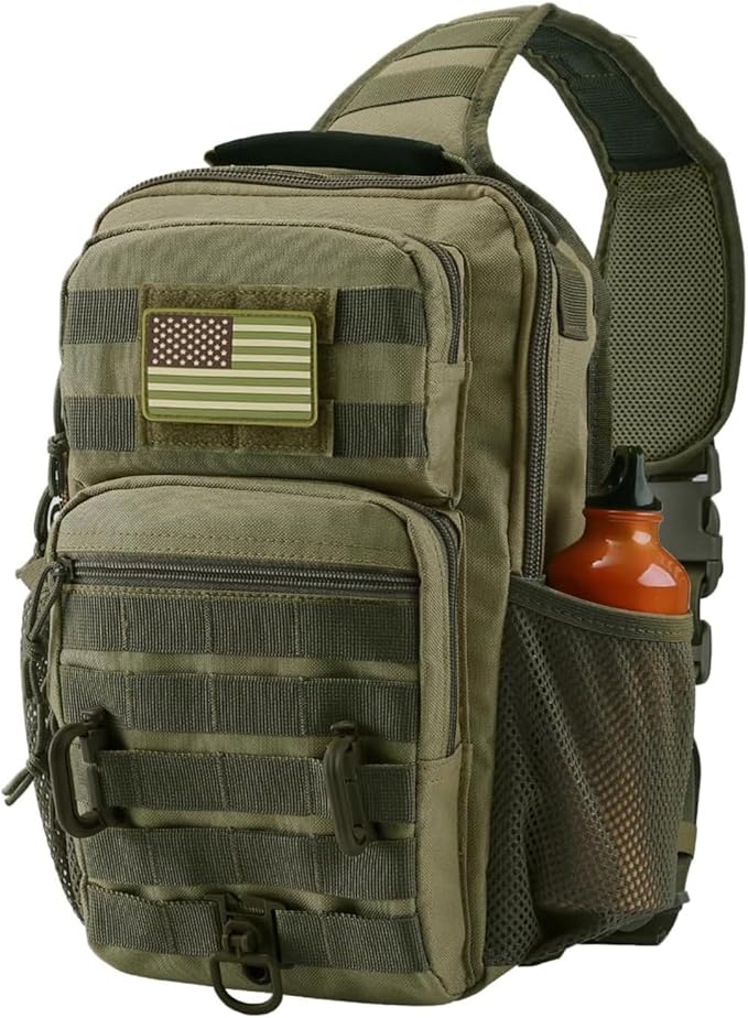 Tactical Shoulder Sling Bag, Small Chest Pack, 13L Backpack for Men Outdoor Sports, Olive