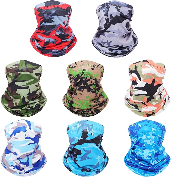 8 Pack Neck Gaiter Balaclava Gator Bandana Face Mask Cooling UV Protection Face Cover Neck Scarf for Men Women