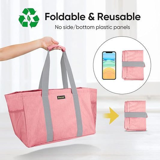 BALEINE Soft 9 Gallon Extra Large Utility Tote, Foldable Reusable Storage Bag (Peach Pink)