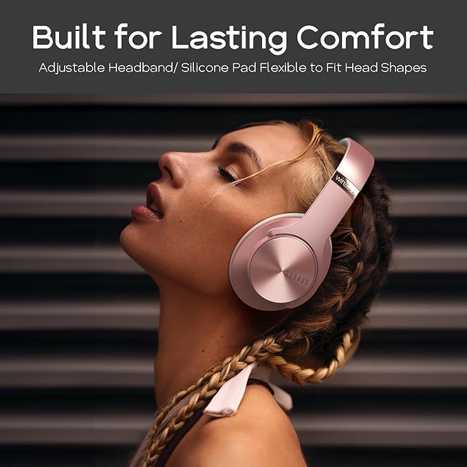 DOQAUS Bluetooth Headphones Over Ear, 90H Playtime Wireless, 3 EQ Modes, HiFi Audio & Deep Bass, ENC Noise Isolating Mic, Soft Earpads for Phone/PC