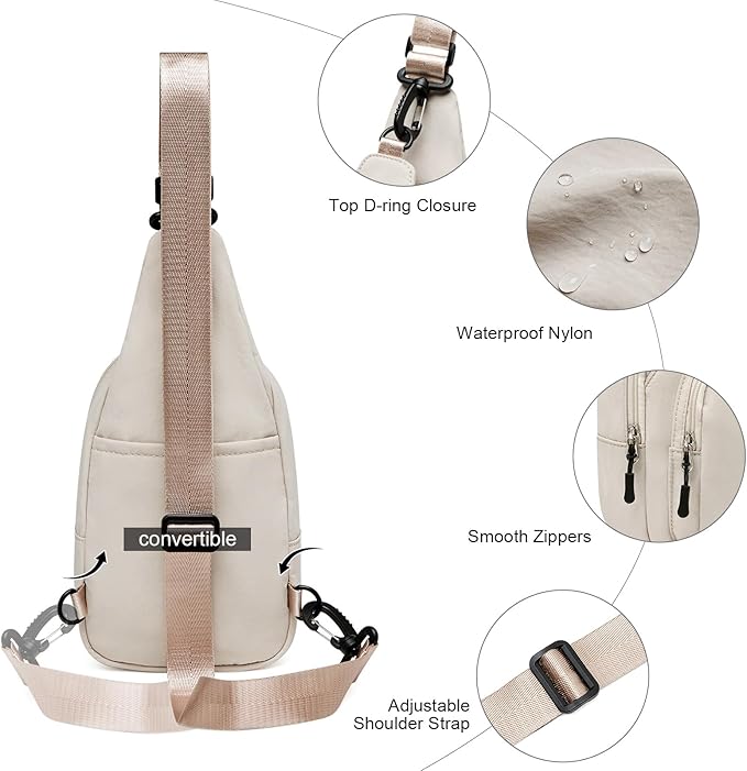 Womens Sling Bag Crossbody Bags for Women Vegan Leather Sling Backpack Daypack Fanny Pack Crossbody Purse Travel