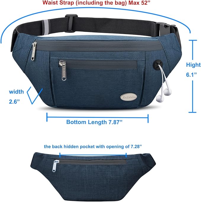 Entchin Fanny Pack for Women Men,Crossbody Belt Bag with 4-Zipper Pockets,Adjustable Waist Bag Pack,One of the Most Popular Travel Essential Gifts for Walking,Traveling,Cycling