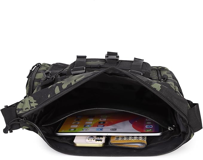 ArcEnCiel Tactical Messenger Bag Men MOLLE Sling Shoulder Pack with Patch