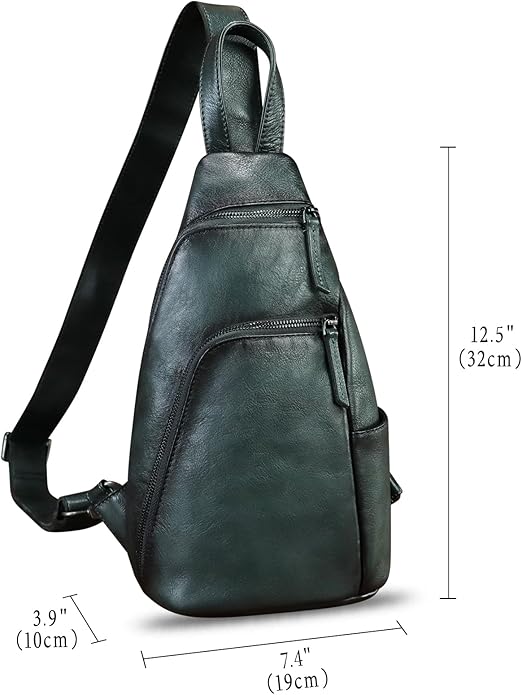 Genuine Leather Silng Bag for Men and Women Vintage Leather Sling Backpack Purse Shoulder Crossbody Bag Chest Bag