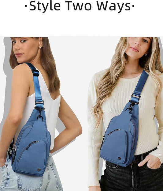 WESTBRONCO Small Sling Bag for Women Nylon Crossbody Sling Backpck Lightweight for Travel Casual Daily