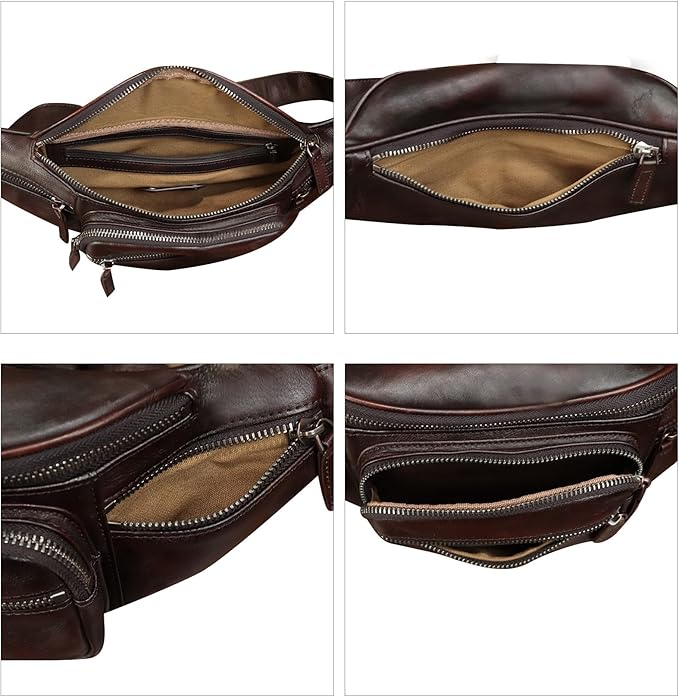 Genuine Leather Fanny Pack for Women and Men Vintage Handmade Leather Waist Bag Sling Bag Backpack Purse Crossbody Bags (Coffee)