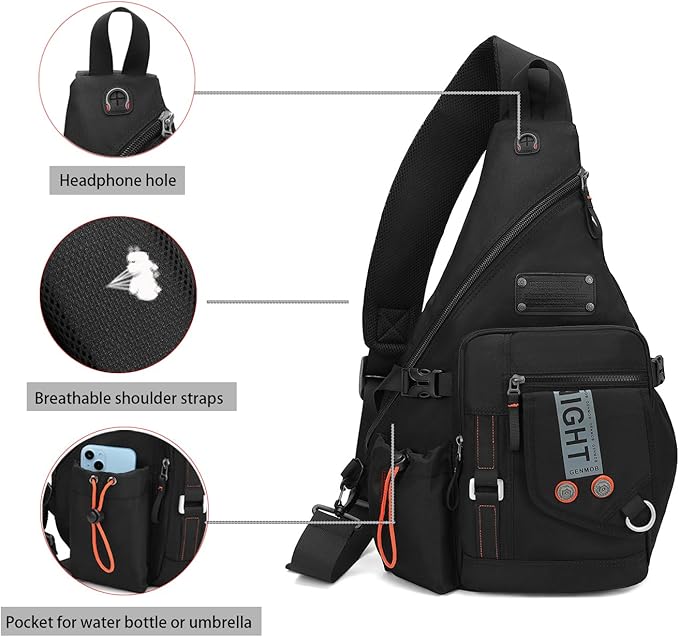 Large Sling Backpack, Sling Chest Bag Shoulder Crossbody Daypacks Fits 14.1-Inch Laptop for Travel Outdoor Men Women