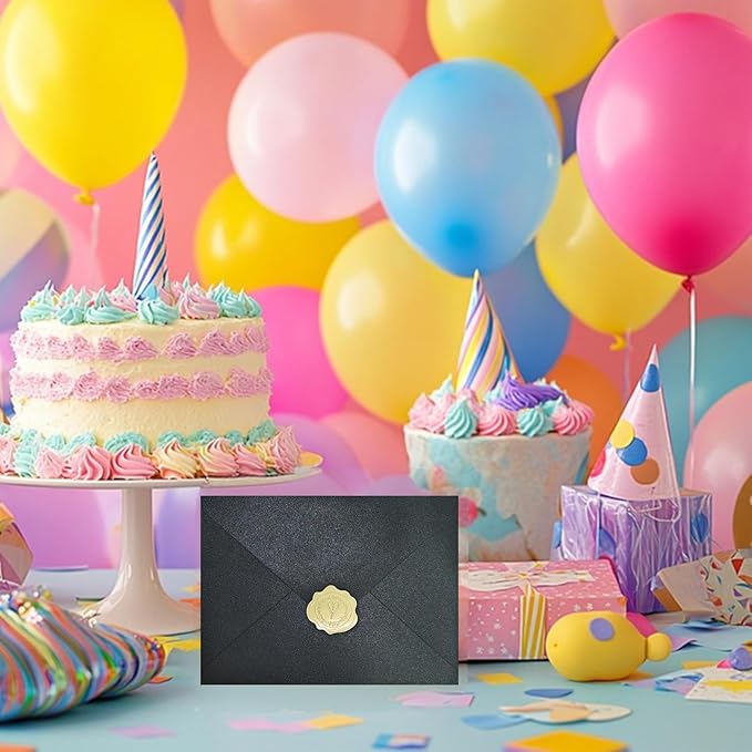 YINUOYOUJIA 50 PCS Pearl Black Envelopes A7,5 x 7 Black Shimmer Envelopes for Invitation,Perfect for Wedding Invitation Cards,Birthday RSVP Invite,5.25 x 7.25 inches