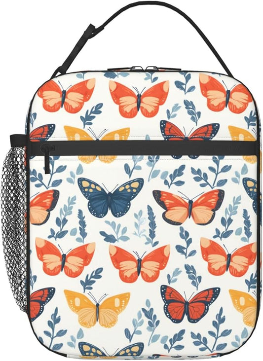Butterfly Lunch Box for Women Kids Girls Men Insulated Lunch Bag Lunchbox Adults Lunch Tote Bags Reusable Cooler for Work Office School Picnic Travel