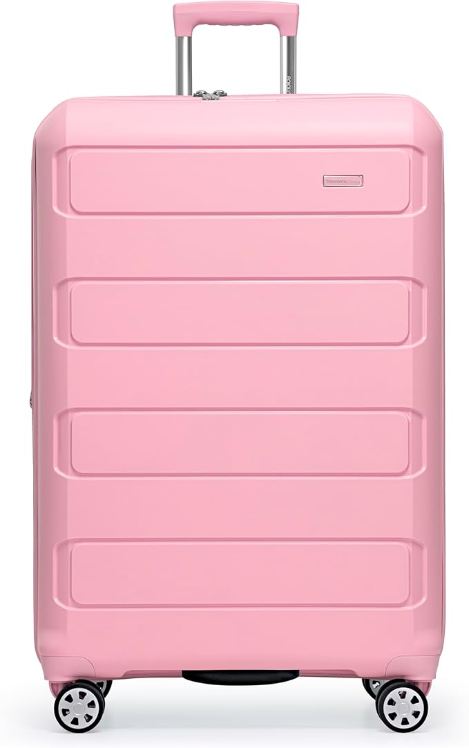 Traveler's Choice Pagosa Indestructible Hardshell Expandable Spinner Luggage, Pink, 26-Inch Medium