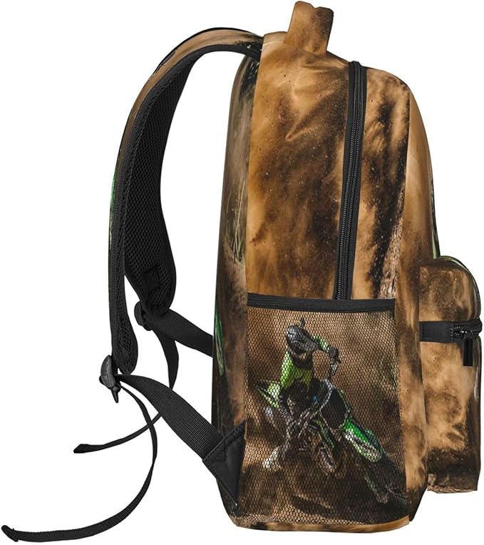 Motocross Dirt Bike Backpack for Boys Girls Men, Travel Laptop Casual College Daypack Back to School Bag One Size