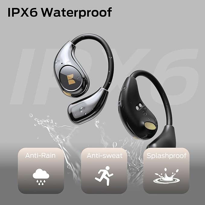 Monster Open Ear AC510 Earbuds, Bluetooth6.0 Wireless Earbuds, Stereo Sound Ear Buds with AI Intelligent Noise Reduction, Type-C Charging, Touch Control, 25H Playback, IPX5 Waterproof Earphones(Black)