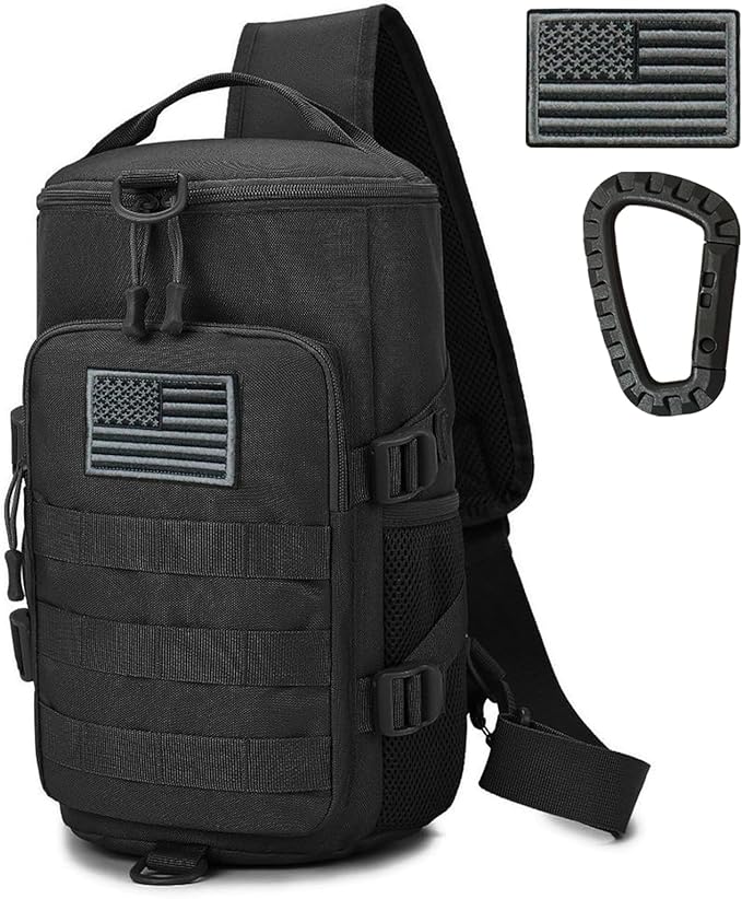 Tactical Sling Bag, Military Shoulder Backpack for Men Durable Cross Body Bucket Bags EDC MOLLE Pack Outdoor Sport