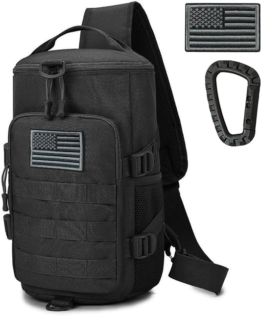 Tactical Sling Bag, Military Shoulder Backpack for Men Durable Cross Body Bucket Bags EDC MOLLE Pack Outdoor Sport