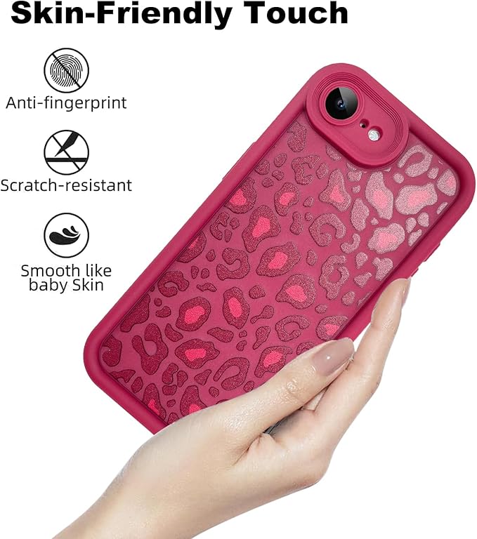 KANGHAR Case for iPhone 16e Leopard Printed Pattern Cute Cheetah Phone Case Soft TPU Shockproof Protective Cover for iPhone 16e 6.1 Inch Red