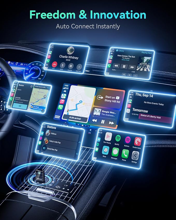 Wireless CarPlay Adapter 2025 Version, 2-in-1 Stable 5.8GHz Connection, Plug & Play via USB/USB-C, Auto Connect, Compact Car Accessory (Style 1)