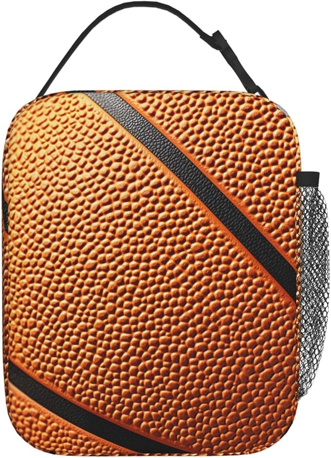 Basketball Print Lunch Box for Players,Adults,Men,Sport Ball Design Insulated Lunchbox,Leakproof Tote Bag,Reusable Cooler Bags for Work,Picnic,Office,Travel,Practical Lunchbag Gifts