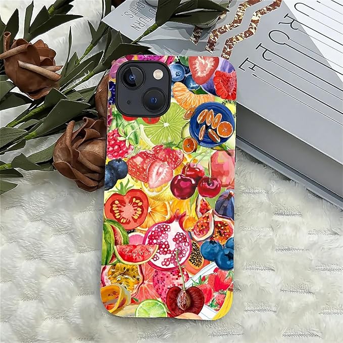 Case for iPhone 15 Plus,Summer Fruit Collage for Woman Men Full Body Protective Cover Shockproof 2 in 1 Silicone + Hard PC Case for iPhone 15 Plus