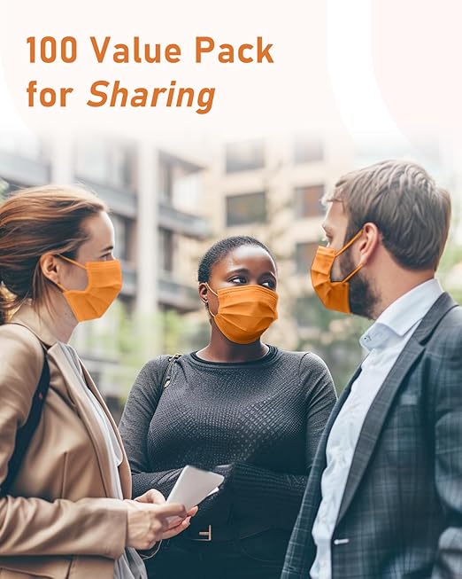 Face Masks Disposable 100 Pack, 4 Ply ASTM Level 3 Medical Grade, FSA/HSA Eligible, Breathable for Adult Outdoor Protection, Individually Wrapped for Home, School & Office, Golden Brown