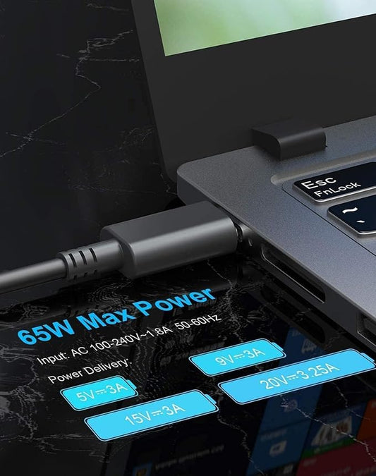 New Slim 65W USB C Laptop Charger Compatible with Lenovo Thinkpad Yoga Chromebook Computer Type C Fast Charging Power Cord AC Adapter