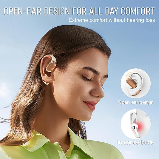 TUINYO True Wireless Ear Hooks, IPX5 Waterproof, Stable One-Step Bluetooth Connection with Long Transmission, 40hrs Longed Standby Time with 10hrs Playtime for Each, Compatible to Different Devices