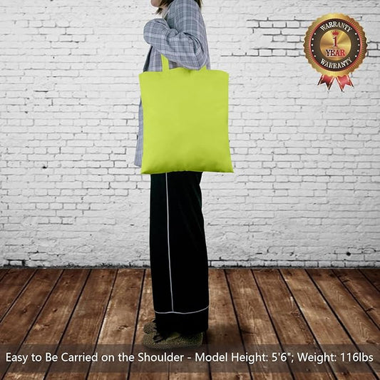 TOPDesign 12-Pack Economical 16"x15" Apple Green Cotton Tote Bag, Lightweight Medium Reusable Grocery Shopping Cloth Bags, Suitable for DIY, Advertising, Promotion, Gift, Activity