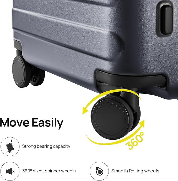 NINETYGO Medium Checked Luggage 26 Inch, Checking In Luggage with Smooth Spinner Wheels, Lightweight, Hard Shell PC Suitcase, Lightweight Travel Luggage, TSA Approved (Grey, Rhine Basic)