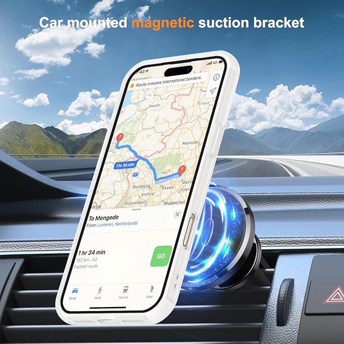 Compatible with iPhone 17 Pro Case with Invisible Magnetic O-Ring Stand Military-Grade Phone Case for iPhone 17 Pro 6.3" [Compatible with Mag-Safe][Great Grip Feeling],Translucent