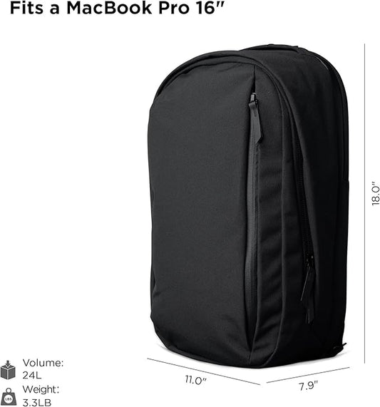 ALPAKA Metro Backpack Pro for Men 24L - Fits 15.6" Laptop Business Travel Backpack with YKK Zippers, MOD Key Leash & Luggage Pass-through, Durable Padded and Weatherproof Work Bag,Axoflux 600D (Black)