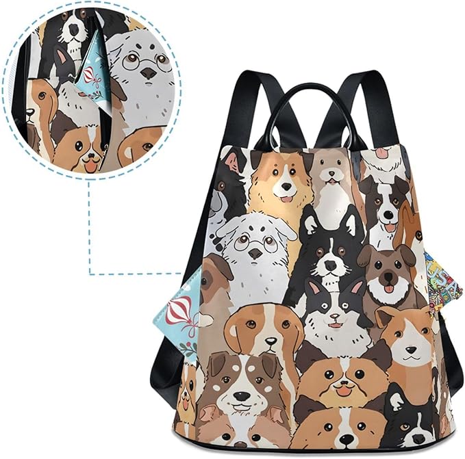 ALAZA Cute Dog Prints Puppy Animal Backpack Purse for Women Anti Theft Fashion Back Pack Shoulder Bag