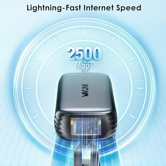 WAVLINK USB C to Ethernet Adapter 2.5Gbps with 95W PD, 2500Mbps USB-C to RJ45 Network Converter (USB4, Thunderbolt 3/4/5 Compatible), Aluminum Case for Windows, Mac OS, iPad OS and More.