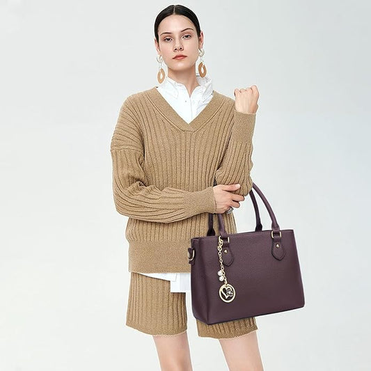 KKXIU Women Satchel Bags Handle Shoulder Handbags and Purses Pockets Zipper Leather Crossbody Bags