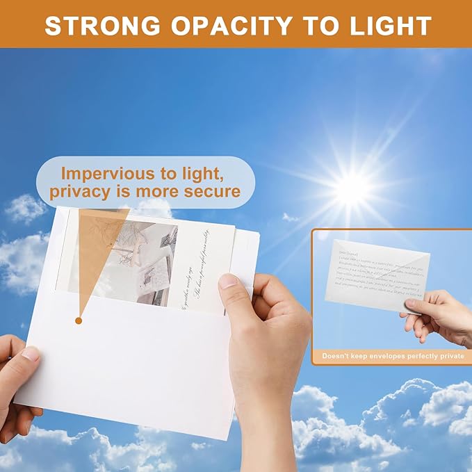 100 Packs White Blank Note Cards and Envelopes 5 x 7 Heavyweight Folded Cardstock and A7 Envelopes Self Seal for Wedding Invitations, Party, Greeting Cards, Graduations, Baby Shower