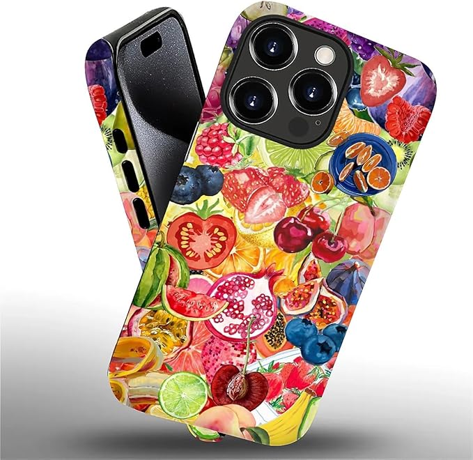 Case for iPhone 16 Pro,Summer Fruit Collage for Woman Men Full Body Protective Cover Shockproof 2 in 1 Silicone + Hard PC Case for iPhone 16 Pro