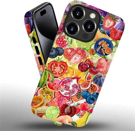 Case for iPhone 16 Pro,Summer Fruit Collage for Woman Men Full Body Protective Cover Shockproof 2 in 1 Silicone + Hard PC Case for iPhone 16 Pro