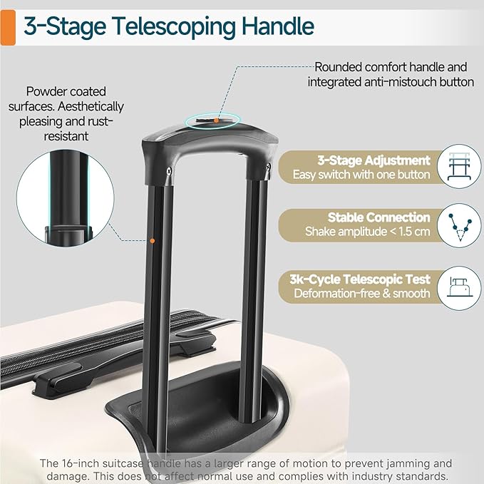 Hoteel Luggage Sets 3 Piece, ABS+PC Hard Shell Expandable Suitcases with Wheels, TSA Aproved Lock and Carry on Bags, Travel Suit Case Set for Men and Women, (3-Piece, Beige)