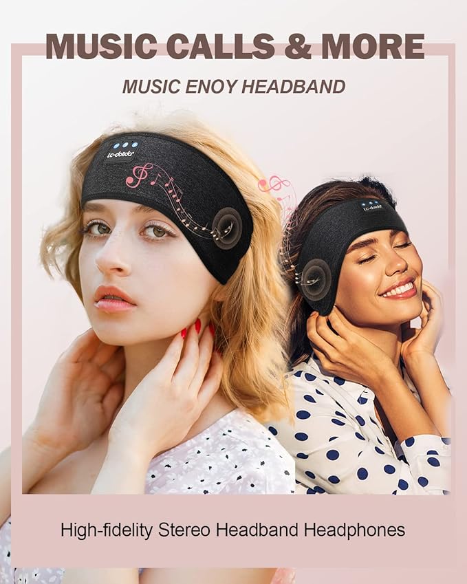 LC-dolida Headphones Headband Bluetooth Sleep Headphones for sleeping Music Band Cozy Sleep Mask Headphones with Thin HD Stereo Speakers Perfect for Side Sleepers,Sport,Travel Best Gifts for Men Women