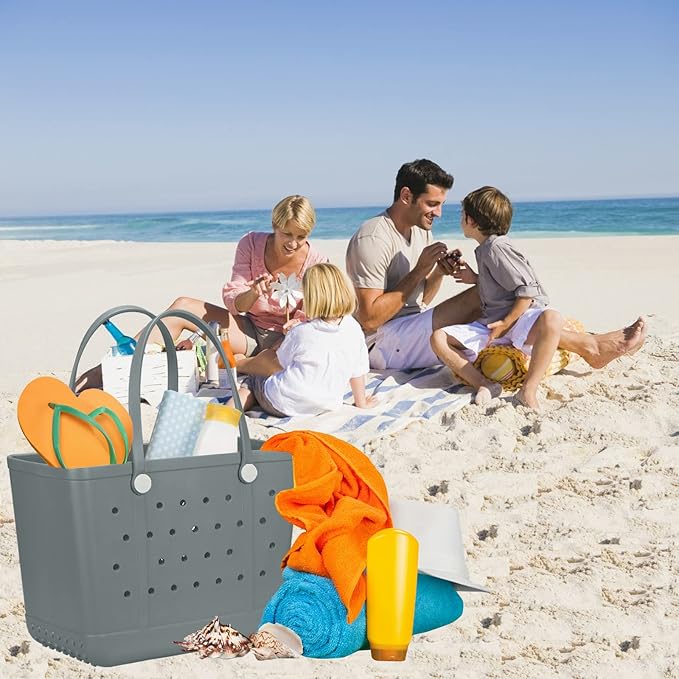 Beach Bag X Large Rubber Tote Bag, Waterproof Washable Open for Women Croc Bag Hand Bag for Beach Pool Yoga