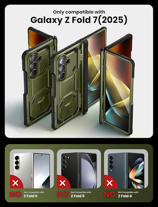 i-Blason Armorbox for Samsung Galaxy Z Fold 7 Case with Stand [Tempered Glass Screen Protector] [Hinge Protection] Full-Body Heavy Duty Rugged Shockproof Protective Case for Z Fold 7 (Green)