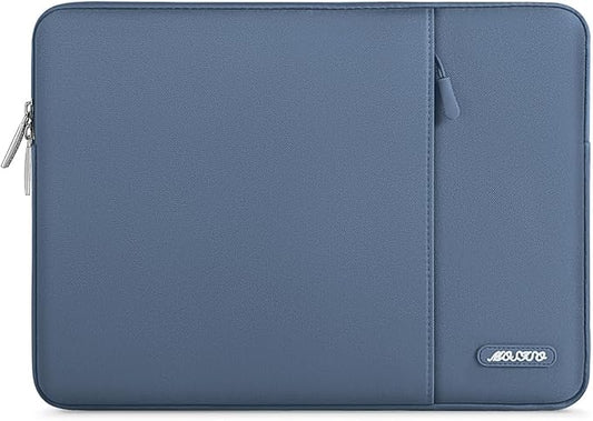 MOSISO Laptop Case 16 inch, 15-15.6 inch Laptop Sleeve Compatible with MacBook Pro 16 M4 M3 M2 M1, HP Acer Dell Lenovo ASUS Notebook, Polyester Vertical Computer Sleeve Bag with Pocket, Steel Blue